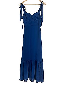 Lulus Truly Gorgeous Dark Blue Ruffled Bustier Tie-Strap Maxi Casual Dress (view 1)