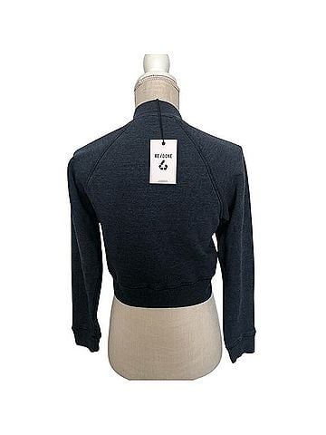 RE/DONE Heathered Navy Embroidery Shrunken Crewneck Sweatshirt (view 2)