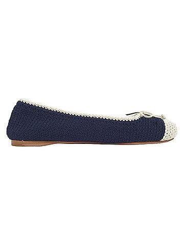 Miu Miu Miu Miu Crochet Cap Toe Ballet Flats in Navy Blue Cotton (view 1)