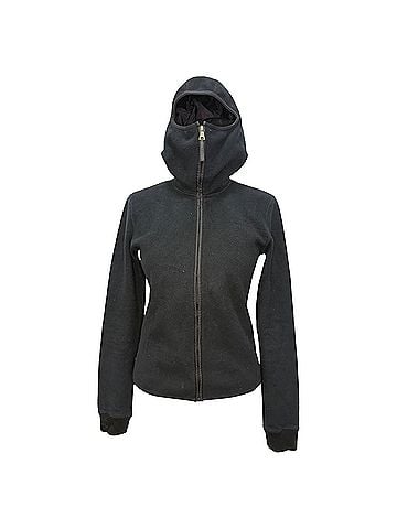 Prada Prada Zip-Up Hooded Fleece Jacket in Black Polyester (view 1)