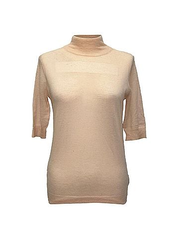 Joseph Joseph Short Sleeve Turtleneck Sweater in Peach Cashmere (view 1)