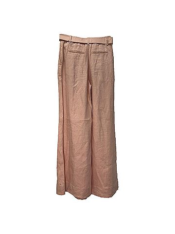 Zimmermann Zimmermann Belted Wide-Leg Trousers in Peach Linen (view 2)