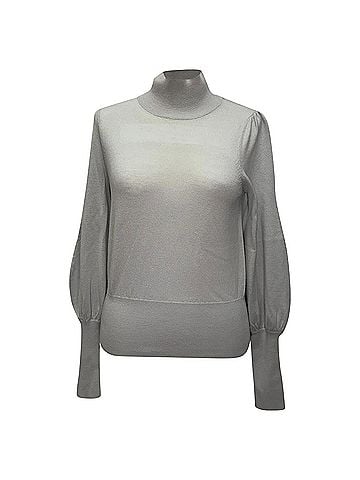 Zimmermann Zimmermann Knitted Turtleneck Sweater in Grey Merino Wool (view 1)