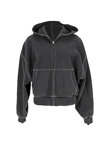 Acne Acne Studios Logo-Embroidered Hooded Sweatshirt in Grey Cotton (view 1)