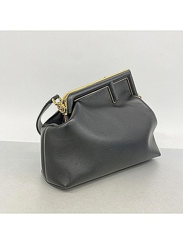 Fendi Fendi First Leather Shoulder Bag, Black, Women's (view 2)