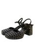 Reformation Checkered-gingham Black Gray Heels Size 8 1/2 - photo 1
