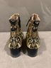 Tory Burch Floral Black Gold Ankle Boots Size 8 - photo 8