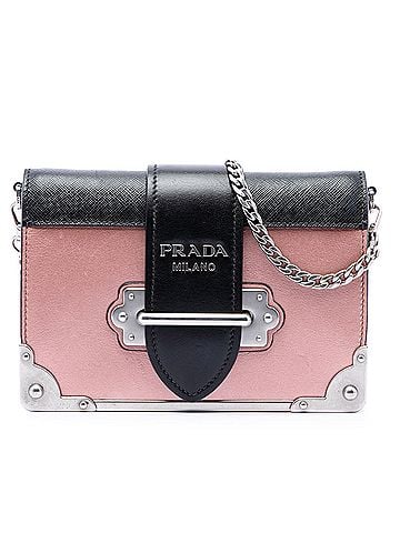 Prada Saffiano Trimmed Metallic City Calf Cahier Crossbody (view 1)