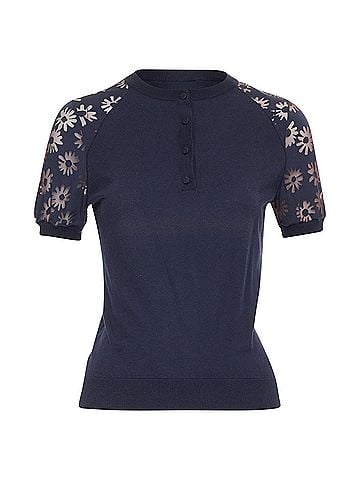 Nina Ricci Nina Ricci viscose cotton sheer floral sleeve pullover (view 1)