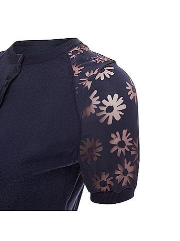 Nina Ricci Nina Ricci viscose cotton sheer floral sleeve pullover (view 2)
