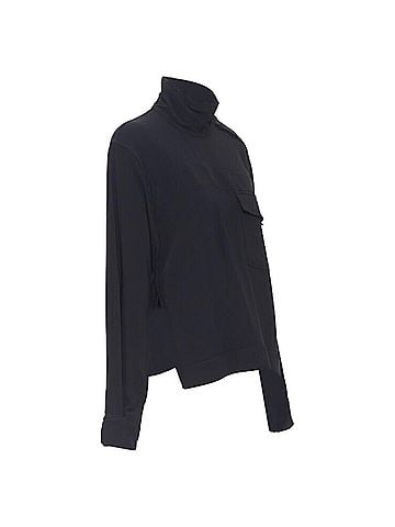 Victoria Beckham Victoria Beckham crepe flap breast pocket strapped collar blouse (view 1)