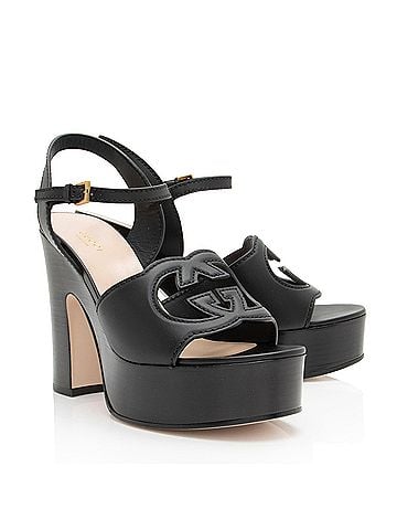 Gucci Gucci Leather Interlocking G Cutout Platform Sandals - Size 9 / 39 (view 2)