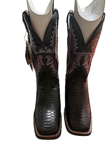 Dan Post Black Back Cut Python Boots (view 1)