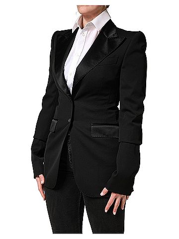 Dolce & Gabbana Black Wool Single Breasted Blazer Women's Jacket (view 2)