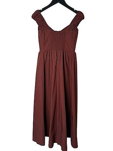 Abercrombie & Fitch Bra-Free Cap Sleeve Dipped Waist Midi Dress Casual Dress (view 2)