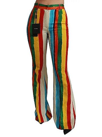 Dolce & Gabbana Multicolor Flared Riga Pittorica Women's Pants (view 1)