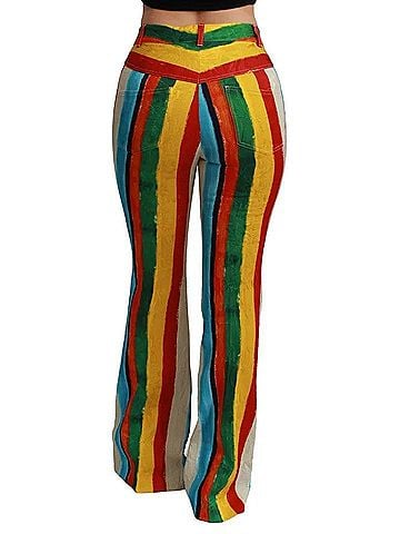 Dolce & Gabbana Multicolor Flared Riga Pittorica Women's Pants (view 2)