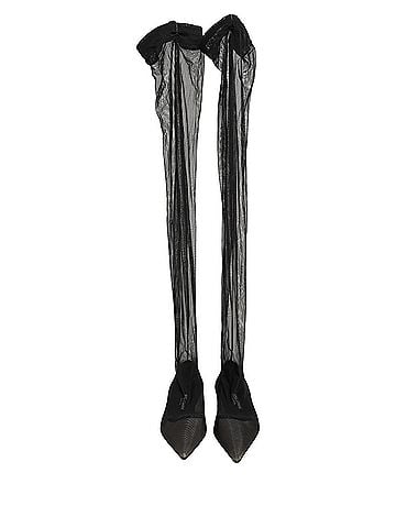 Dolce & Gabbana Black Over The Knee Tulle Flats Boots Women's Shoes (view 2)