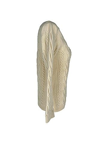 Max Mara Max Mara Boat Neck Cable-Knit Sweater in Cream Wool (view 2)