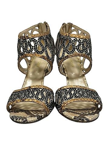 Sergio Rossi Sergio Rossi Embellished Sandals in Animal Print Snakeskin Leather (view 2)