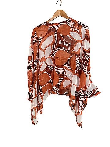 Nicole Miller New York Sheer floral scarf shirt 3/4 Sleeve Blouse (view 2)