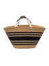 Tory Burch 100% Straw Stripes Multi Color Tan Black Blue Leather Tote One size - photo 2