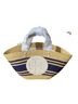 Tory Burch 100% Straw Stripes Multi Color Tan Black Blue Leather Tote One size - photo 1