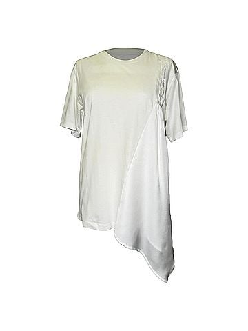 Victoria Beckham Victoria Beckham Draped Asymmetric T-Shirt in White Cotton (view 1)