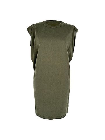 The Frankie Shop The Frankie Shop Shoulder Padded Mini Dress in Olive Cotton (view 1)