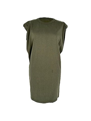 The Frankie Shop The Frankie Shop Shoulder Padded Mini Dress in Olive Cotton (view 2)