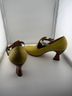 John Fluevog 100% Leather Yellow White Heels Size 10 - photo 3