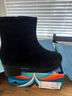 Lazoo 100% Suede Black Ankle Boots Size 10 1/2 - photo 6