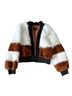 Shaci Brown White Black Faux Fur Jacket Size S - photo 1