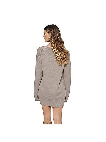 TOBI Taupe Lace Up Sweater Dress Casual Dress (view 2)
