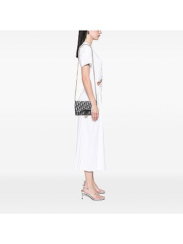 Dior Oblique Canvas Saddle Pouch Wallet on Chain (view 2)