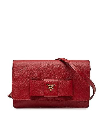 Prada Saffiano Lux Bow Wallet On Strap (view 1)