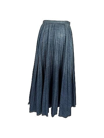 Christian Dior Dior Pleated Midi Denim Skirt in Blue Cotton (view 1)