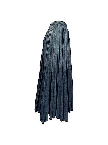 Christian Dior Dior Pleated Midi Denim Skirt in Blue Cotton (view 2)