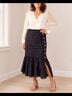 Coach 100% Silk 100% Polyester Floral Black White Silk Skirt Size S - photo 14