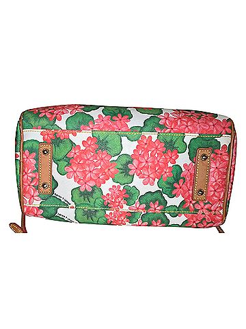 Dooney & Bourke Pink Floral Satchel Tan Leather Trim + Coin Purse &amp; Keychain Leather Satchel (view 2)