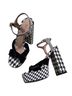 Betsey Johnson Houndstooth Black White Heels Size 5 - photo 1