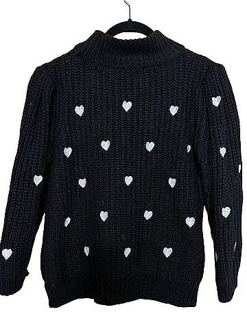Anthropologie Black Heart Knit Sweater Pullover Sweater (view 2)