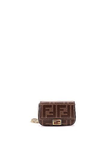 Fendi Chain Baguette Charm Bag Zucca Coated Canvas Nano (view 1)