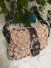 Coach Print Tan Brown Silver Leather Shoulder Bag One size - photo 4