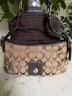 Coach Print Tan Brown Silver Leather Shoulder Bag One size - photo 12