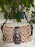 Coach Print Tan Brown Silver Leather Shoulder Bag One size - photo 15