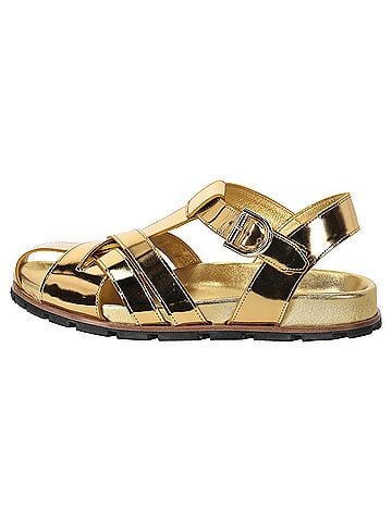 Dries Van Noten Dries Van Noten Fisherman Sandals in Metallic Gold Leather (view 1)