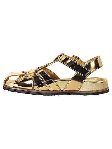 Dries Van Noten Dries Van Noten Fisherman Sandals in Metallic Gold Leather (view 2)