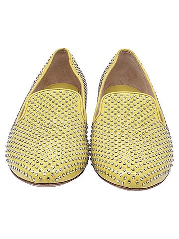 Miu Miu Miu Miu Crystal-Embellished Ballet Flats in Yellow Patent Leather (view 2)