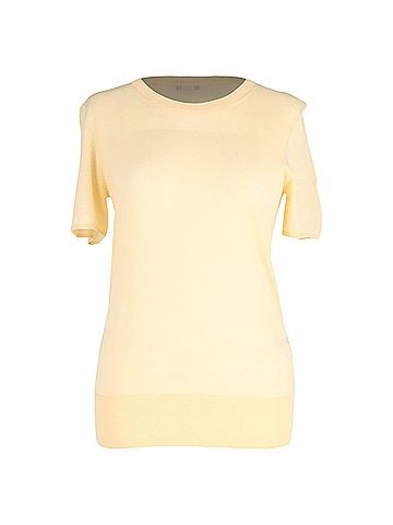 Joseph Joseph Knitted Short Sleeve Sweater Top in Cream Cotton (view 1)